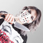 Maske Weiß Leder mit Spikes und Blutspritzern Halbmaske Gesichtsmaske Horror