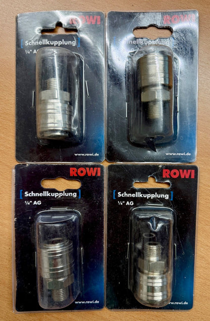 4er Set Rowi Schnellkupplung 1/4" AG Druckluftzubehör Verbindungsstück