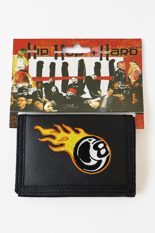 Geldbeutel Schwarz 8-Ball Flammen Geldbörse Portemonnaie Accessoires Rockabilly