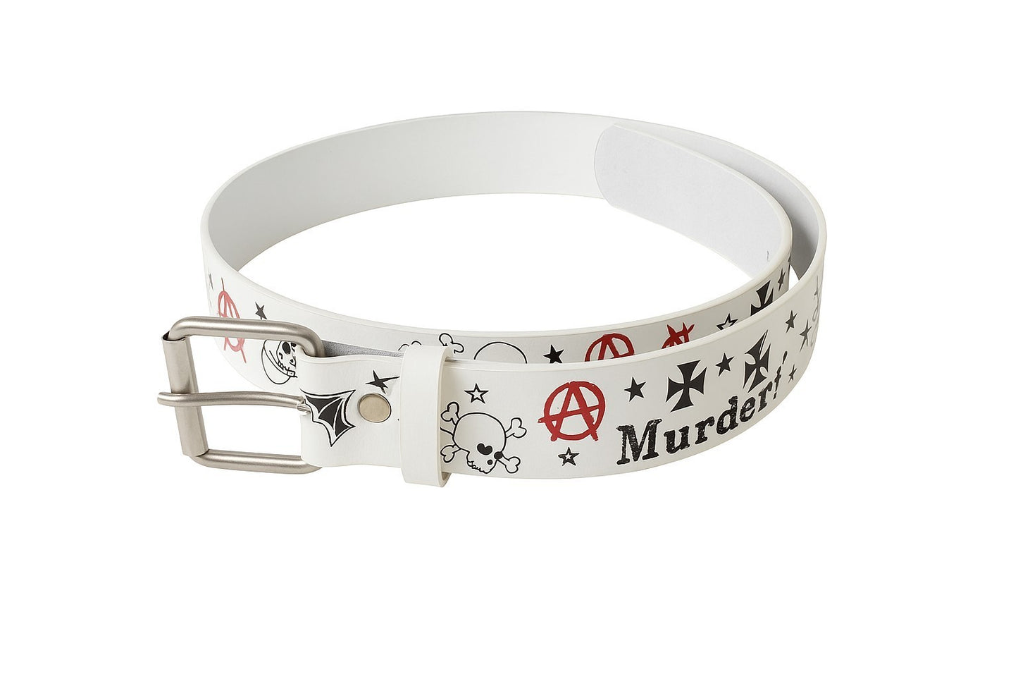 Gürtel Belt Weiß Totenkopf Skull Anarchie Ledergürtel Jeansgürtel Hüftgürtel Biker Skull