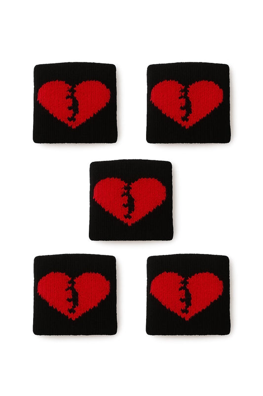 5er Set Fingerschweißband Schwarz Rot Herz Schweißband für Finger Fingersleeve