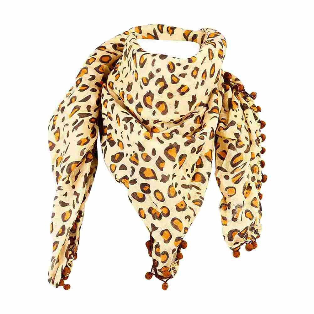 Leopard Tuch Damen Schal Halstuch Animal Print Chiffon Sommer Vintage Boho