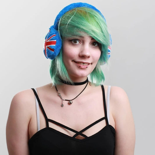 Ohrwärmer UK Blau Ohrenschützer Ohrenwärmer Earmuffs Winter Ohr Schutz Flauschig