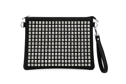 Handtasche Clutch Schwarz mit Nieten Tasche Mode Crossbody Schultertasche Handtasche Damen