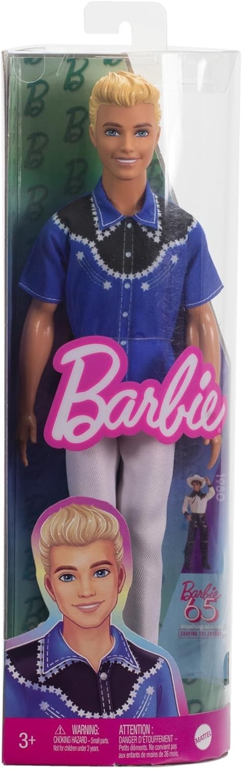 Mattel DWK44 / HRH25 Barbie Fashionistas Ken Puppe mit Westernhemd und Stiefel