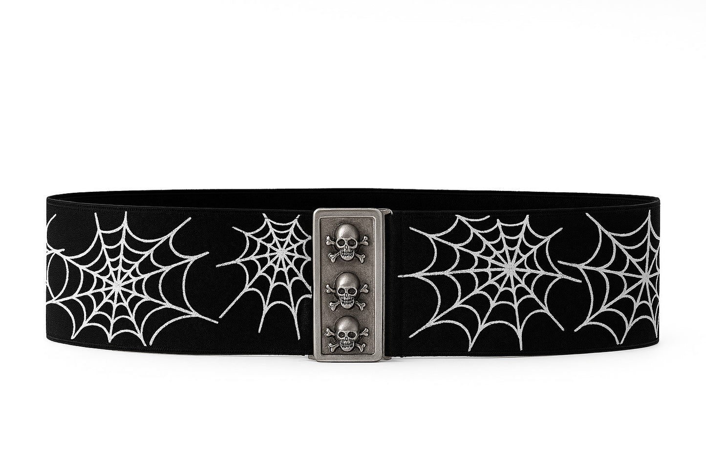 Stretch Gürtel Belt Schwarz Spinnennetz Taillengürtel Gothic Punk Rockabilly Vintage