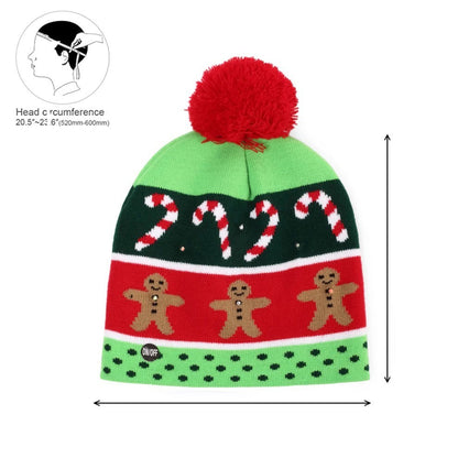 2er Set LED Mütze Lebkuchen & Tanne Weihnachtsmütze Strickmütze Weihnachten