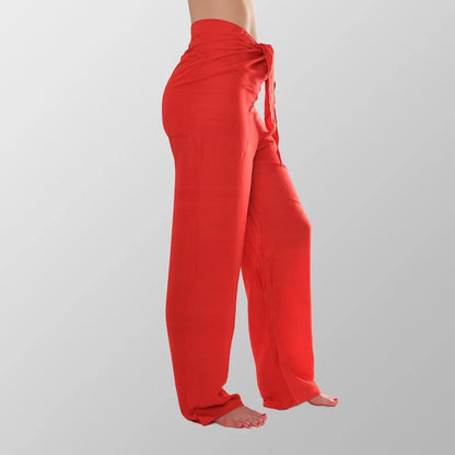 Baumwollhose Rot Unisex Stoffhose Sommerhose Yogahose Luftig Locker Freizeit