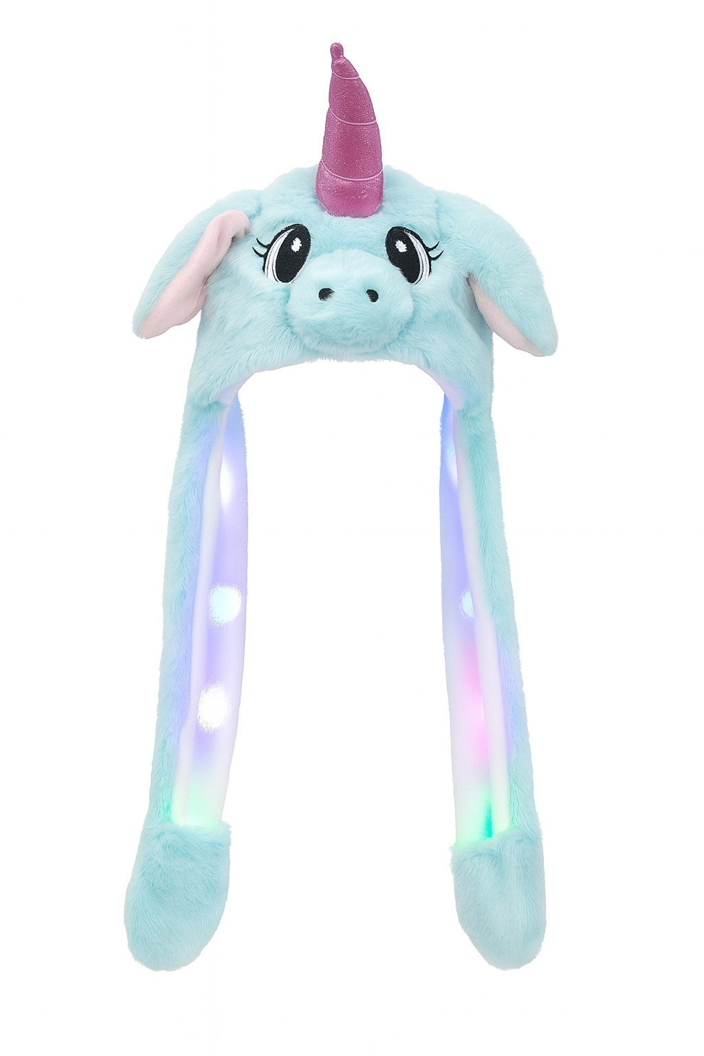 3er Set LED Mütze Einhorn / Katze / Panda Wackelohr Plüsch Bewegliche Ohren
