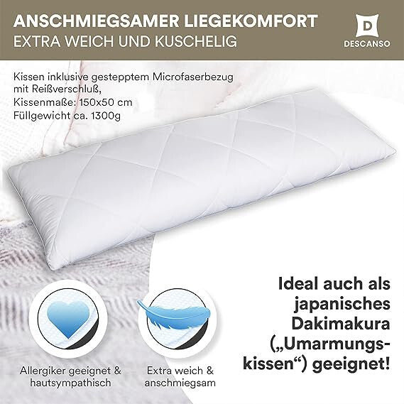 Seitenschläferkissen mit Bezug ✔️ ergonomisch weich Kissen Kopfkissen Lagerung Nackenkissen