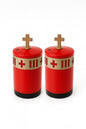 2er Set Garbleuchte Kreuz Rot Grablampe Grablicht Grablaterne mit Nacht Sensor
