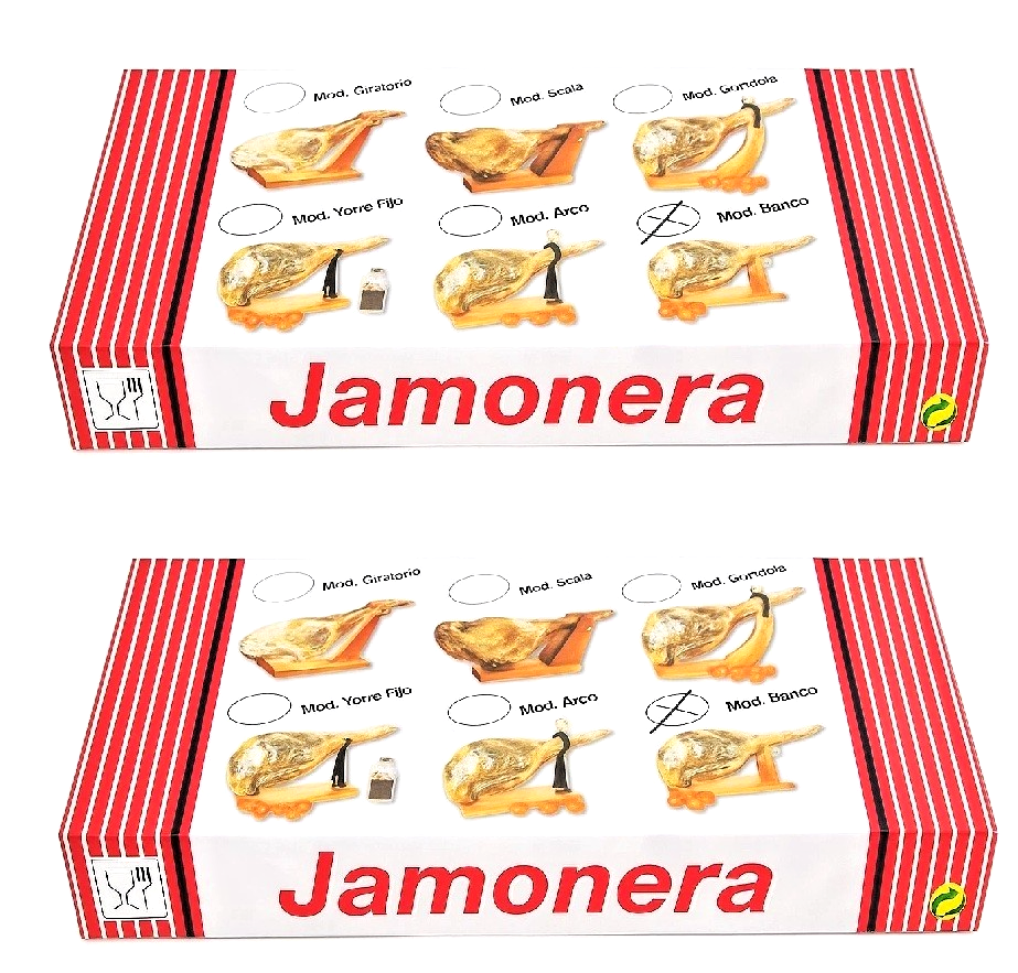 2 x Jamonera Schinkenhalter Schinkenständer Modell Banco Echtholz Holzständer