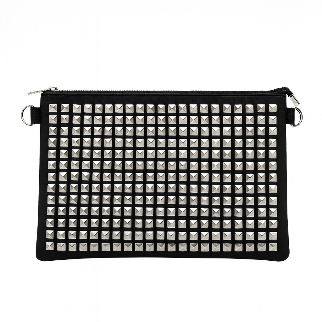 Handtasche Clutch Schwarz mit Nieten Tasche Mode Crossbody Schultertasche Handtasche Damen