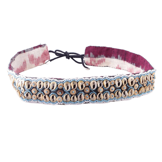 Muschelgürtel Blau/Weiß Ethno Taillen Gürtel Belt Festival Ibiza Boho Perlen Hippie