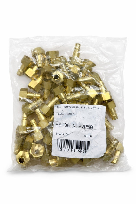 50x Stecknippel mit Innengewinde 3/8 Zoll Female Plug Messing Druckluftzubehör