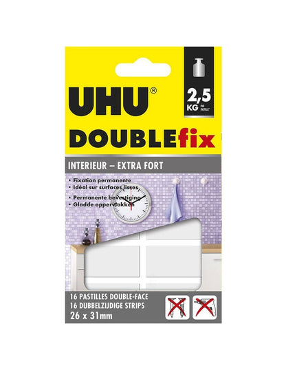 3x UHU Doppel-Strips Stark Double Fix Extra Fort Klebepads Spiegel Klebestreifen