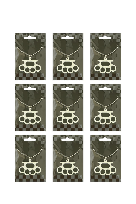 9er Set Halsketten Schlagring Weiß Geschenk Kette Schmuck Anhänger Rockabilly