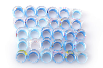 30 bunte Ringe Set Modeschmuck Party Deko Geschenkidee Schmuck Mix unter 1€/Stk