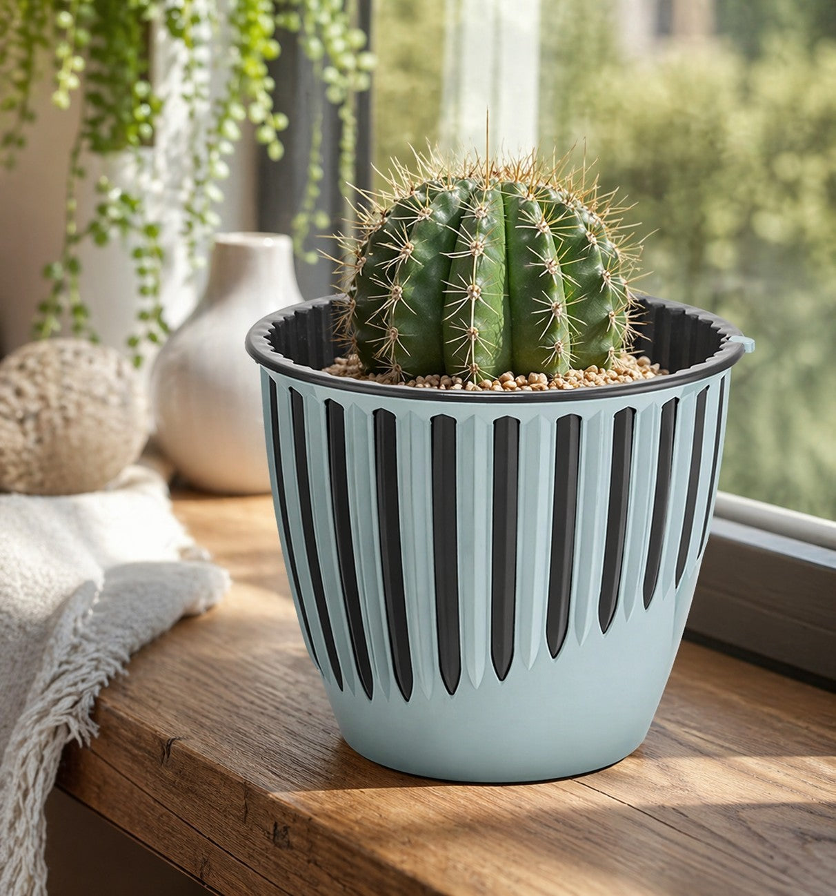 6x Blumentöpfe Hellblau Ø 18,8 x 15,9 cm - 3 L Pflanztopf Übertopf Blumentopf
