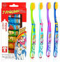 edel+white 7 Früchtli Zahnpasta Kinder mit 4 Kinderzahnbürsten Ultrasoft Borsten