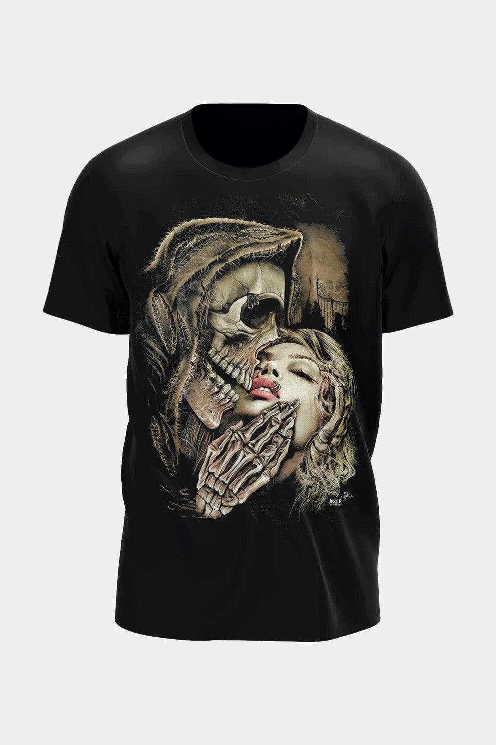 Wild Clothing Kiss of Death T-Shirt Größe XXL Skull/Frau Biker Rocker Baumwolle