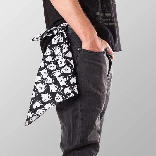 Bandana Halstuch Schwarz mit Frauen Gesichter Accessoire Freizeit Tuch Baumwolle