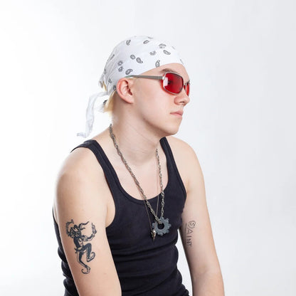 Bandana Kopftuch Weiß Paisley Sommer Biker Piratentuch Mütze Sonnenschutz Rocker