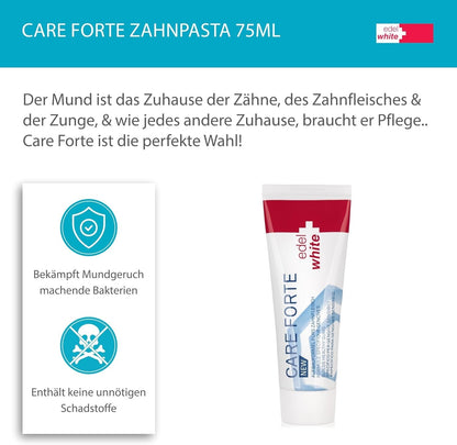 Original edel+white Zahnpflege Set – 4 Zahnbürsten + Zahnpasta + Zahnseide