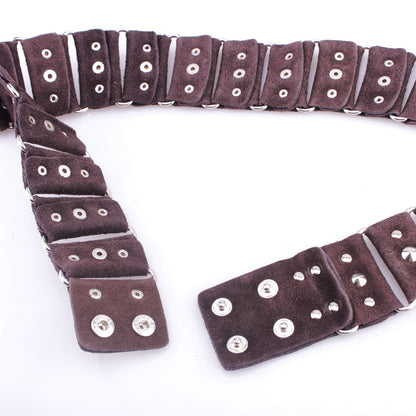 Damengürtel Dunkelbraun Taillen-& Hüftgürtel Boho-Style Nieten Festival Gürtel Belt