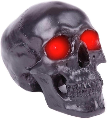 Totenkopf Skull Dekofigur Schwarz Leuchtende Augen Schädel Dekoration Halloween Gothic
