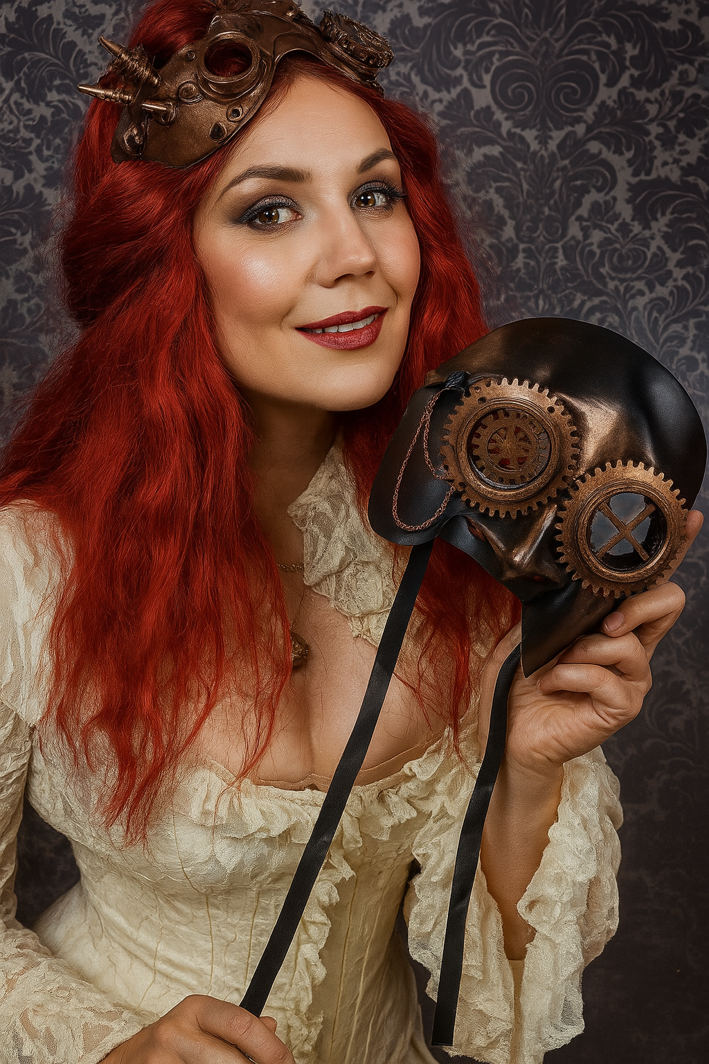 Venezianische Steampunk Maske Schwarz Maskenball Cosplay Festivals Halloween