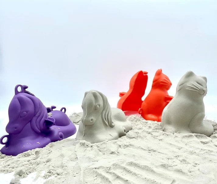 Set 3D Sandformen Katze Pony Löwe Krokodil Sandfiguren Modellieren Sandkasten