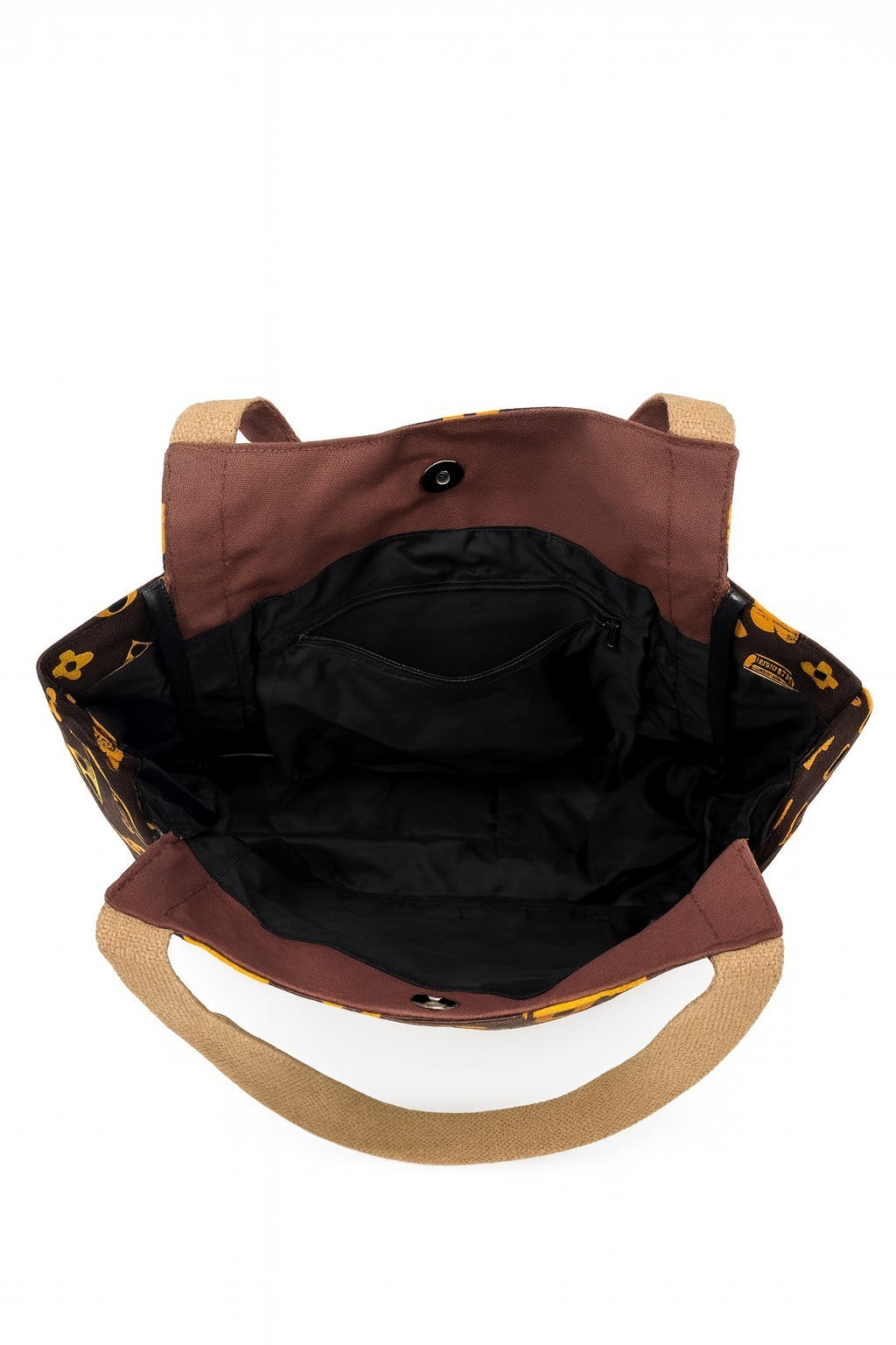 Handtasche Braun/Gelb Totenköpfe Skull Schultertasche Handtasche Henkeltasche Shopper Damen
