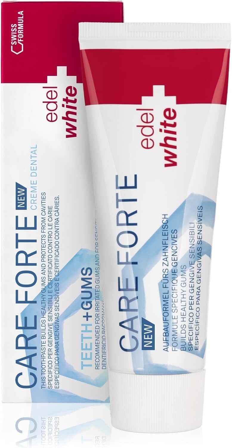 Original edel+white Zahnpflege Set – 4 Zahnbürsten + Zahnpasta + Zahnseide