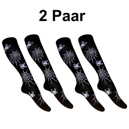 2x Kniestrümpfe Socken Spinne Spinnennetz Gothic Look Halloween Cosplay Clubwear