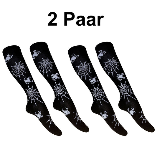 2x Kniestrümpfe Socken Spinne Spinnennetz Gothic Look Halloween Cosplay Clubwear