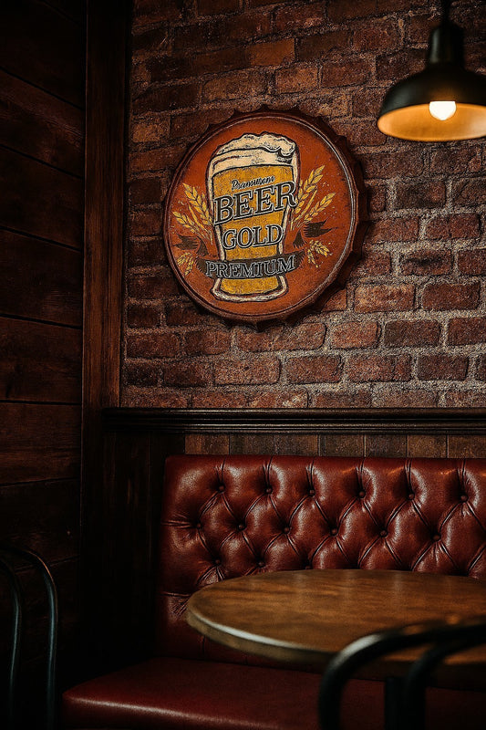 Blechschild Premium Beer Gold Deko Schild Retro Kneipe Bar Werkstatt Dekoration