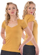 Steady Clothing Sophia Top Mustard Größe XL T-Shirt Oberteil Rockabilly Vintage