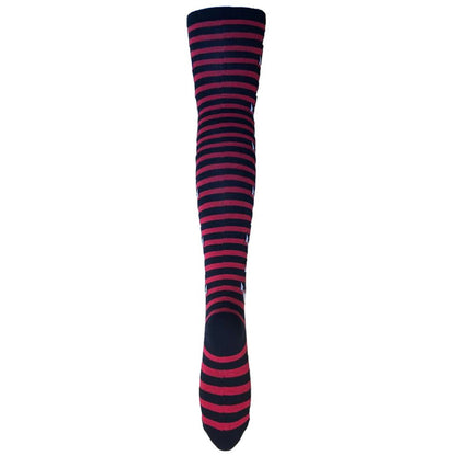 2 Paar lange Socken ringel Anker Motiv Overknees Gothic Punk Emo Rockabilly rot