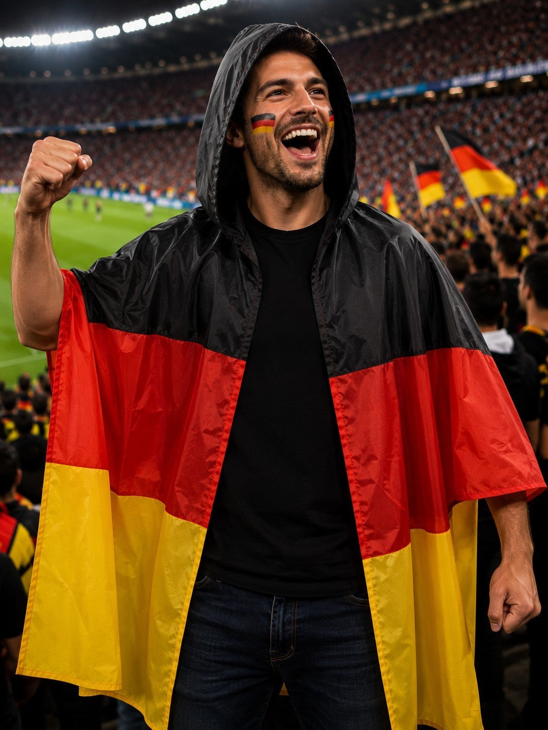 5x Umhänge Deutschland Poncho Fanartikel Fußball Fußballfans WM DE Fanponcho