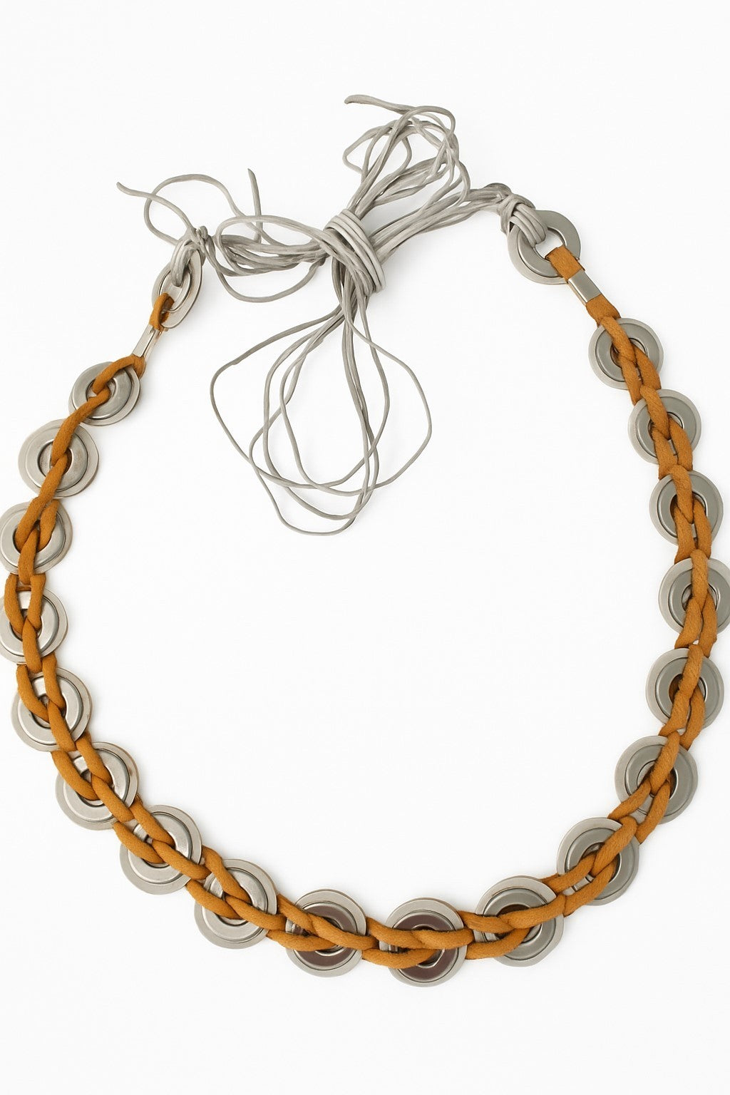 Gürtel Belt Grau/Braun Metallringe Flechtgürtel Festival Ibiza Boho Hippie Coachella