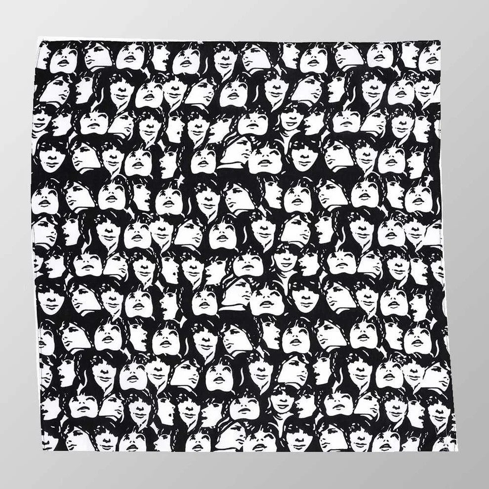 Bandana Kopftuch Halstuch Schwarz mit Frauen Gesichter Accessoire Freizeit Tuch Baumwolle