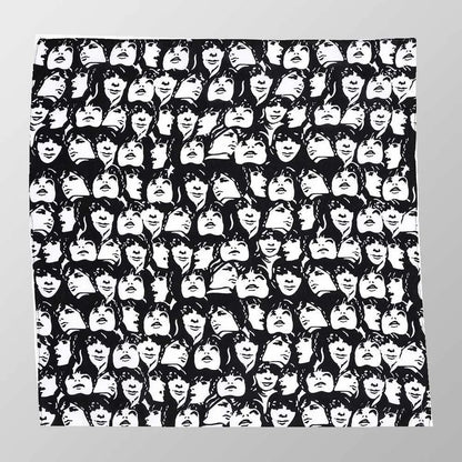 Bandana Kopftuch Halstuch Schwarz mit Frauen Gesichter Accessoire Freizeit Tuch Baumwolle
