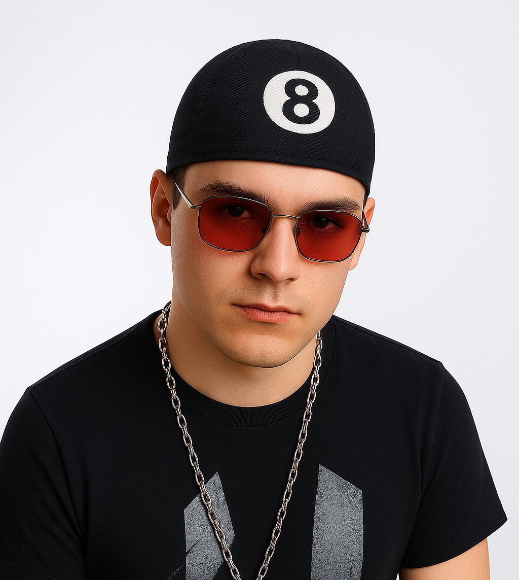 Bandana Kopftuch Schwarz 8-Ball Stirnband Tuch Biker Rocker Unisex Baumwolle