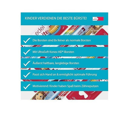 edel+white Kinderzahnbürste Türkis Ultrasoft+ Zahnbürste Kinder Bionic Mania