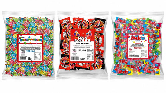 Süsswaren Mix -Kaugummi Kugeln/Cola Flaschen/Marshmallow- Süssigkeiten Candy Box