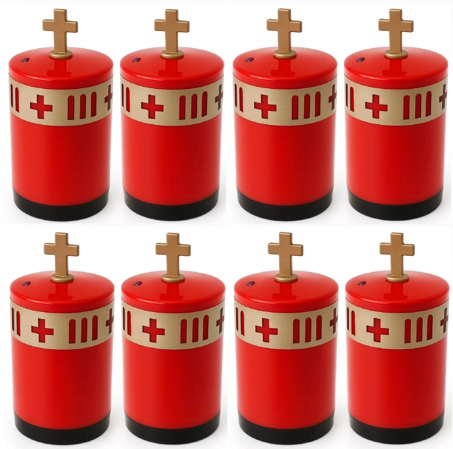 8 er Set Garbleuchte Kreuz Rot Grablampe Grablicht Grablaterne mit Nacht Sensor
