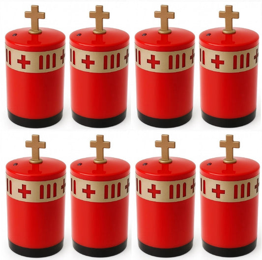 8 er Set Garbleuchte Kreuz Rot Grablampe Grablicht Grablaterne mit Nacht Sensor