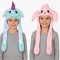 2er Set LED Licht Einhorn/Katze Blau/Pink Wackelohr Plüsch Mütze Bewegliche Ohren