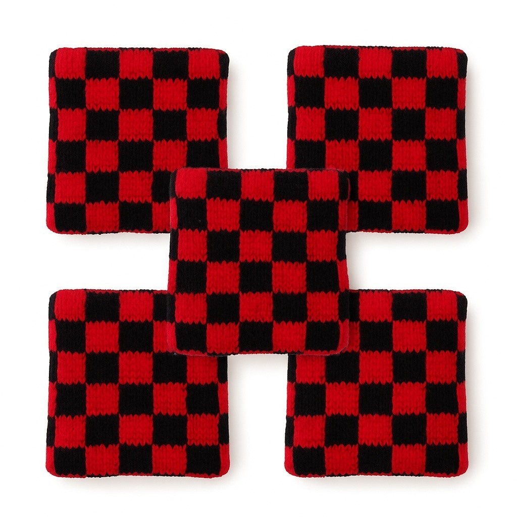 5er Set Fingerschweißband Rot Schwarz Karo Schweißband für Finger Fingersleeve